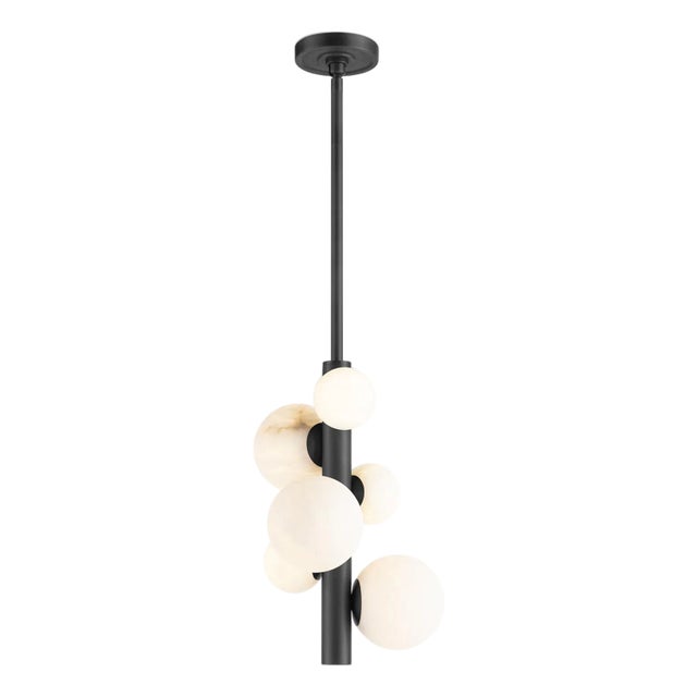 Regina Andrew Styx Alabaster Orbs Vertical Pendant, Oil Rubbed Bronze For Sale