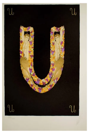 Erté, Letter U, Lithograph and Screen Print, 1950