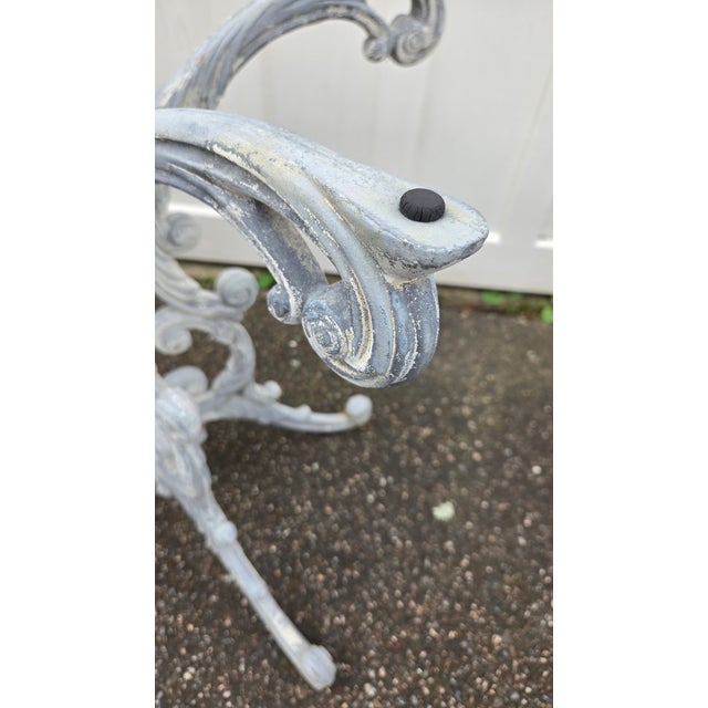 Vintage Rococo-Style Painted Cast-Iron Pedestal Table With Round Glass Top For Sale - Image 10 of 15