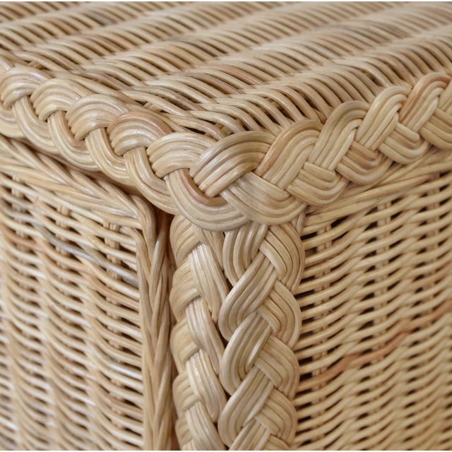 Matthew Izzo Home Evander Wrapped Rattan Four Door Buffet With Satin Brass Door Pulls For Sale In New York - Image 6 of 8