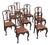 Set of Eight Antique Oak Chippendale Dining Chairs With Leather For Sale