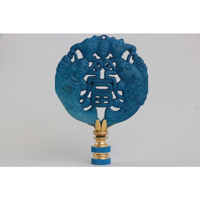 Chinoiserie Chinese Koi Fish Lamp Finial For Sale - Image 3 of 4