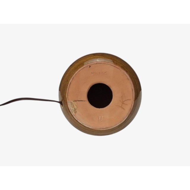 1970s Danish Modern Holbæk Keramik, Table Lamp, Orange Glazed Stoneware For Sale - Image 11 of 11