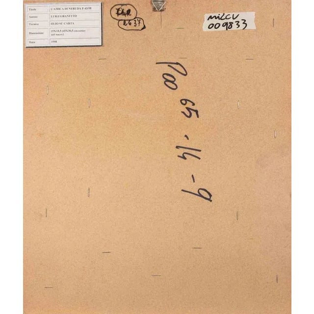 Luigi Granetto, Neruda's Friend, Oil on Paper, 1998, Framed For Sale - Image 4 of 5