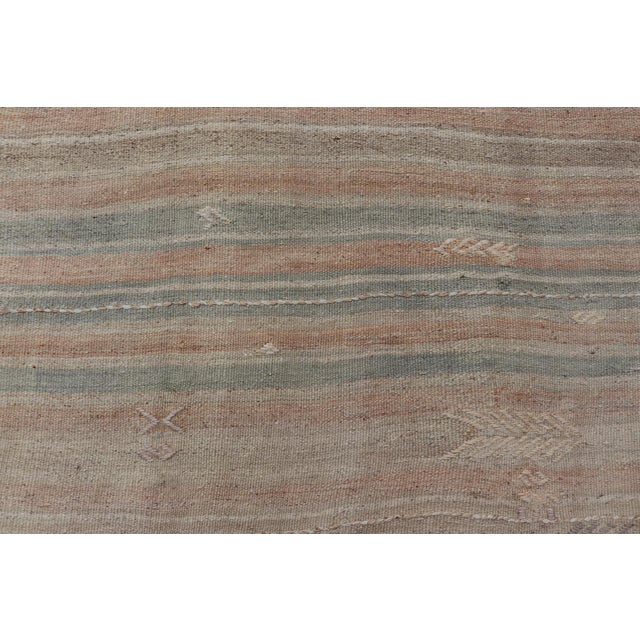 Vintage Turkish Kilim Rug With Soft Pastel Stripes and Earthy Tones 4'11" X7'7" For Sale In Atlanta - Image 6 of 10