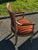 Louis XVI Cabriolet Armchair in Patinated Wood and Striped Velvet For Sale - Image 5 of 15