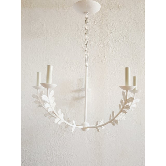 Florian Troy Lighting White Gesso Leaf Motif Chandelier For Sale - Image 10 of 12
