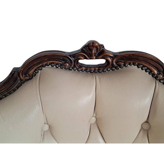 Vintage Baroque Louis XV Buttoned Leather Chesterfield Armchair, 1980s For Sale - Image 9 of 18