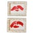 Contemporary-2 Original Small “Flying Red Lips “ Paintings-Mother of Pearl Tabletop Frames For Sale