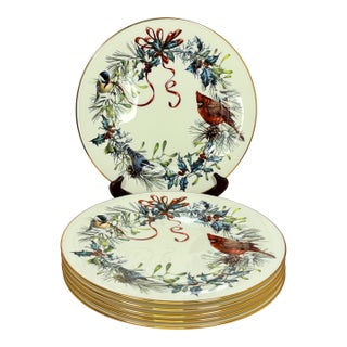 Vintage Lenox “Winter Greetings” Dinner Plates ~ Set of 6 For Sale