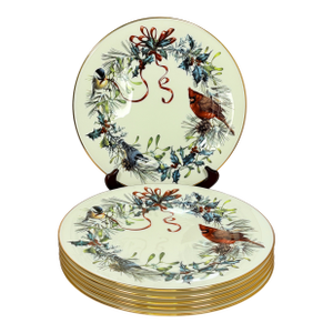 Vintage Lenox “Winter Greetings” Dinner Plates ~ Set of 6