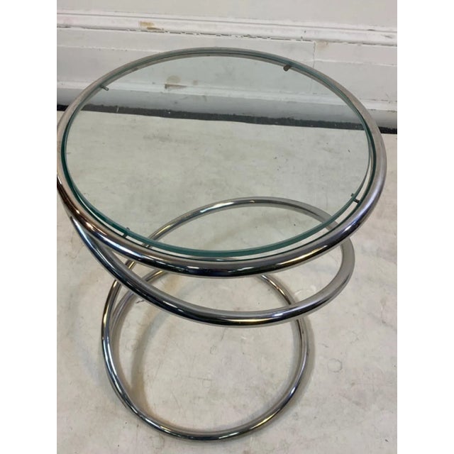 Modern 1970s Pace Modernist Chrome Spiral Tables - A Pair For Sale - Image 3 of 8
