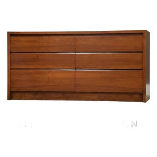 1960s Refinished Danish Modern Teak 60” Dresser For Sale