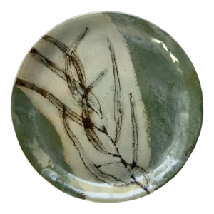 Studio Pottery Plate With Eucalyptus Leaf Embossing