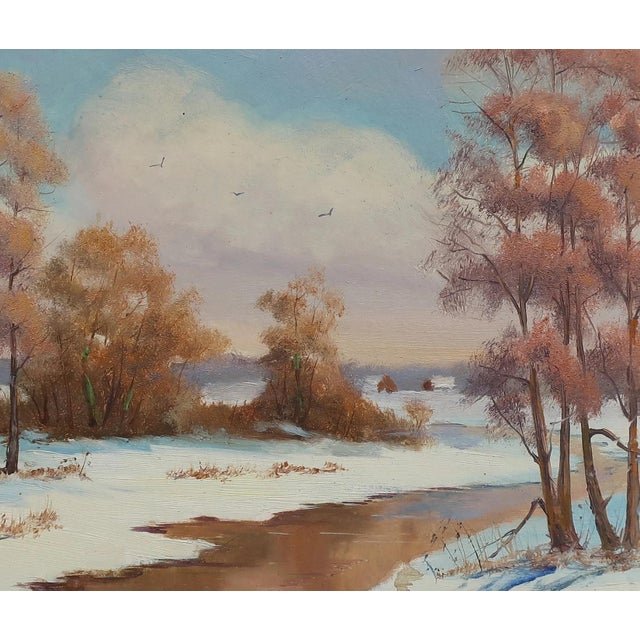 Antique Winter Impressionism Painting Ukrainian Landscape Oil Art 49.5-59,5 For Sale - Image 4 of 6