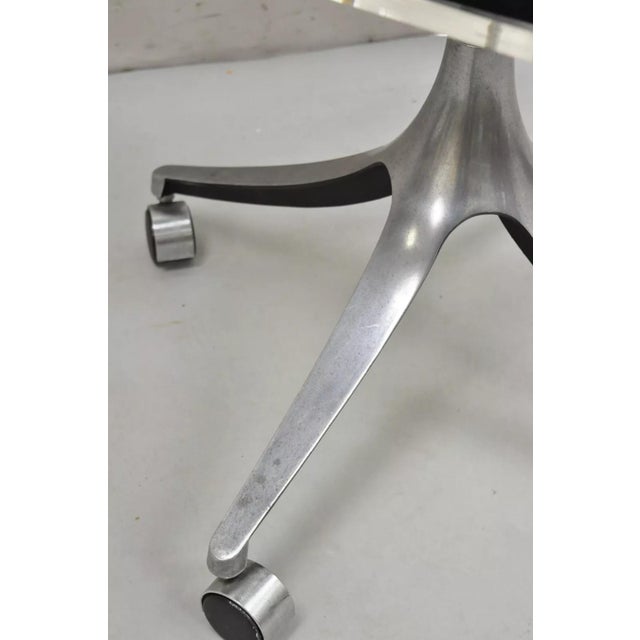 Mid Century Modern Clear Lucite Aluminum Swag Base Rolling Swivel Desk Chair For Sale - Image 11 of 12