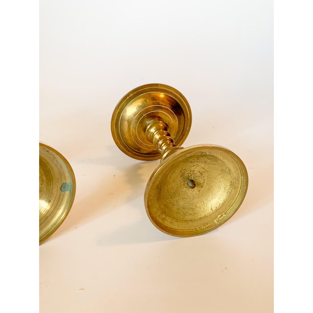 Antique Heavy Brass Baluster Candlestick Holder For Sale In Dallas - Image 6 of 6
