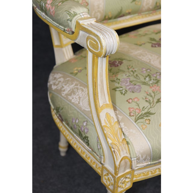 French Louis XVI Style Paint Decorated Settee For Sale - Image 13 of 13