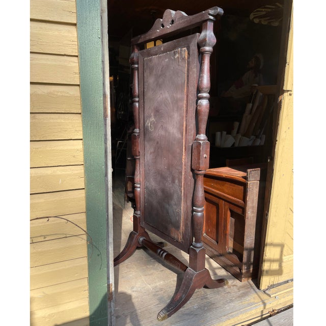 Brown Massive Late 1800s Mahogany Cheval Mirror For Sale - Image 8 of 10