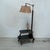 Antique floor lamp with table and shelf in chippendale style from around the 1930s, made of solid wood, black and brown,...