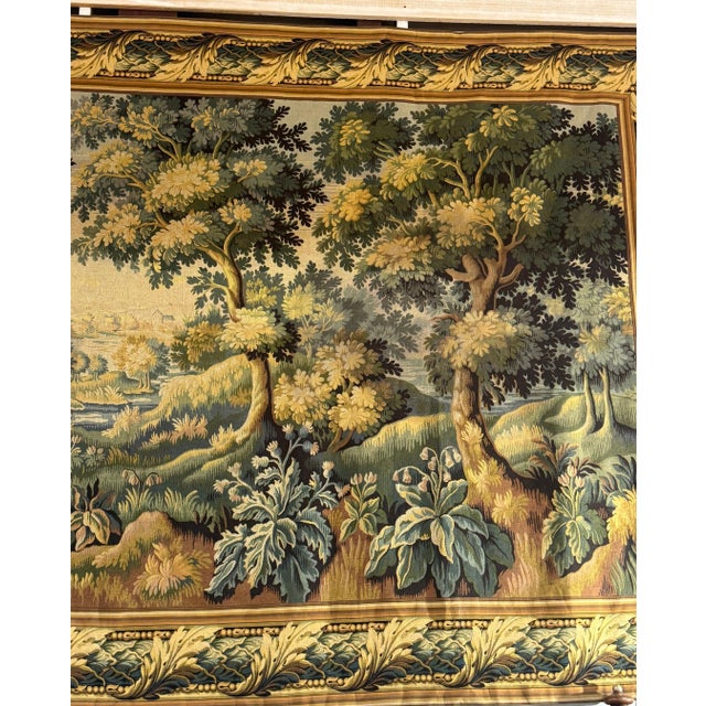 Monumental French Aubusson-Style Verdure Tapestry by Les Tapisseries d’Halluin For Sale - Image 17 of 18