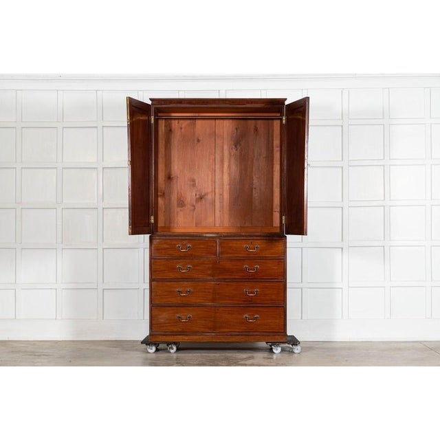 English Mahogany Linen Press, 1870s For Sale - Image 3 of 18