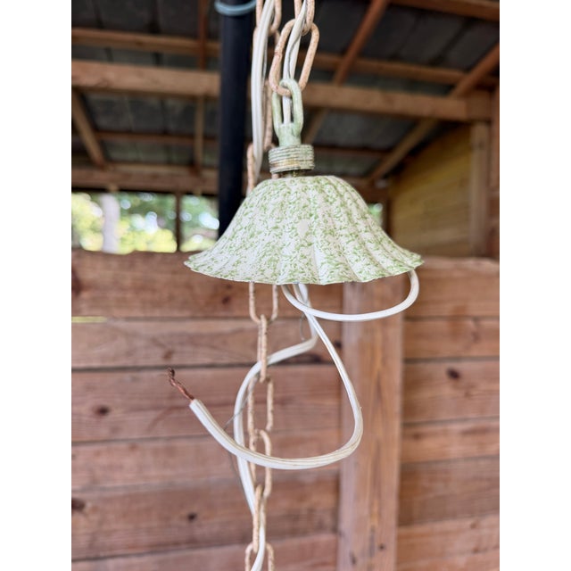 Light Green Vintage Whimsical Coastal Regency Pineapple Tole Nine-Light Chandelier For Sale - Image 8 of 12
