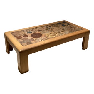 Ceramic and Oak Coffee Table by Tue Poulsen for Haslev Mobelsnedkeri, Denmark, 1963 For Sale