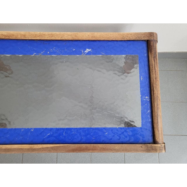 Vintage Beech and Cathedral Glass Coffee or Side Table, 1940s-1950s For Sale - Image 4 of 13