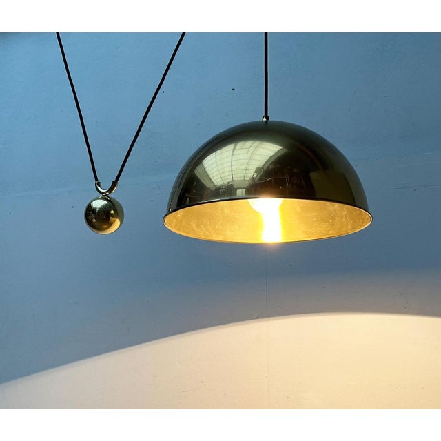Vintage German Postmodern Brass Model Duos Counterweight Pendant Light by Florian Schulz, 1980s For Sale - Image 10 of 18