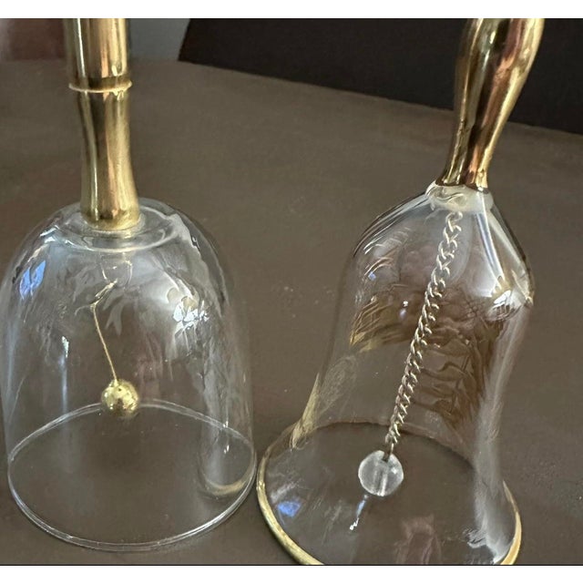 Late 20th Century Vintage Late 20th Century Floral & Bird Gold Plated Bells- Set of 2 For Sale - Image 5 of 9