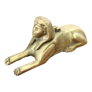 Early 1900s Egyptian Revival Brass Inkwell in the Shape of a Sphinx