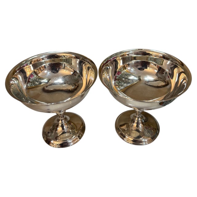 Vintage, beautiful Silver Plate Champagne coupes set of 12, They have the monogram at the base made in Spain They have a...