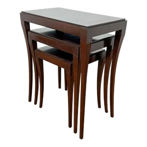 C. 1980s Barbara Barry for Baker Furniture Mahogany Nesting Tables - Set/3
