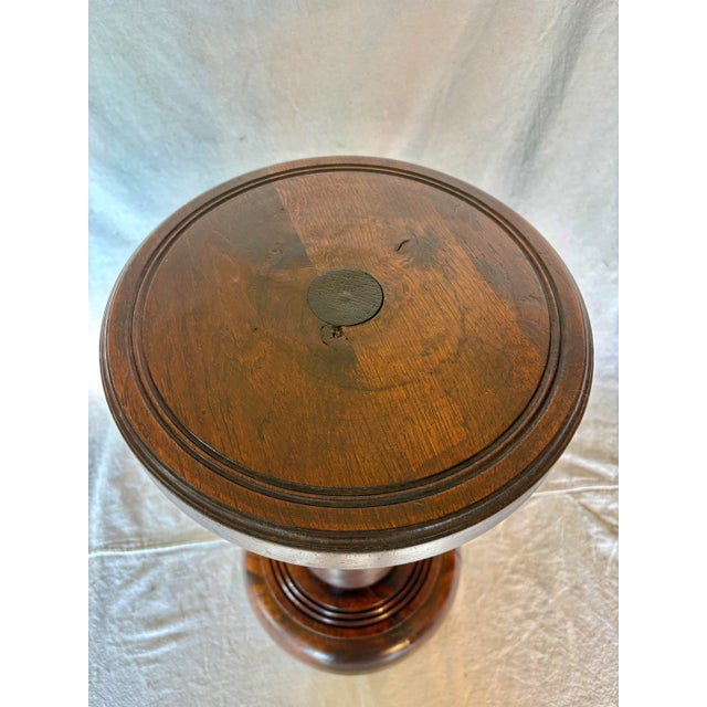 20th Century French Walnut Pedestal Side Table in the Style of Charles Dudouyt For Sale - Image 11 of 14