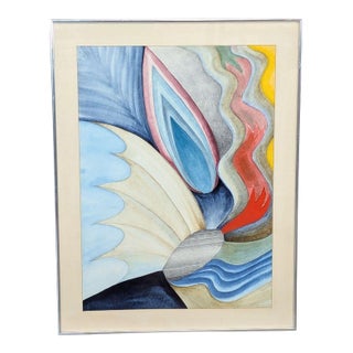 Abstract “Butterfly” Watercolor Painting by Mary Gizdich, 1976 - Framed Original Art For Sale