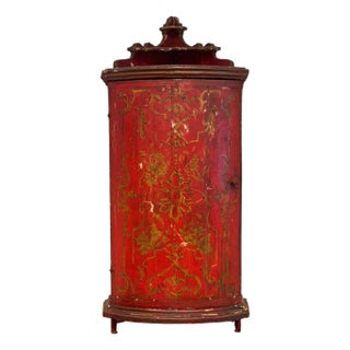 Red Chinoiserie Hanging Corner Cupboard For Sale