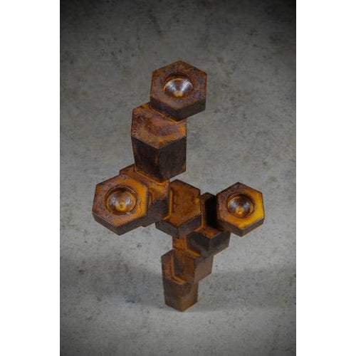 Metal Candlestick to Illuminate the Ruins of Time in Steel by Frederic Gaillard For Sale - Image 7 of 8