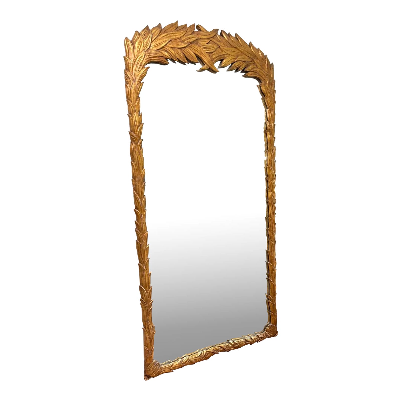 Vintage Serge Roche Style Gilt Carved Leaves Mirror | Chairish