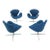 Late 20th Century Set of 4 Arne Jacobsen Fritz Hansen Blue Boiled Wood Upholstery Swan Chairs For Sale
