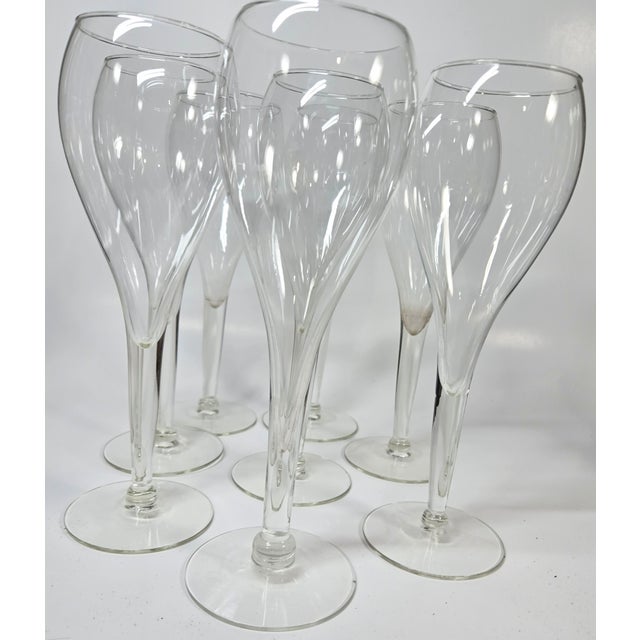 Late 20th Century Late 20th Century Art Nouveau Hollow Stem Balloon Style Champagne Flutes - Set of Eight For Sale - Image 5 of 16
