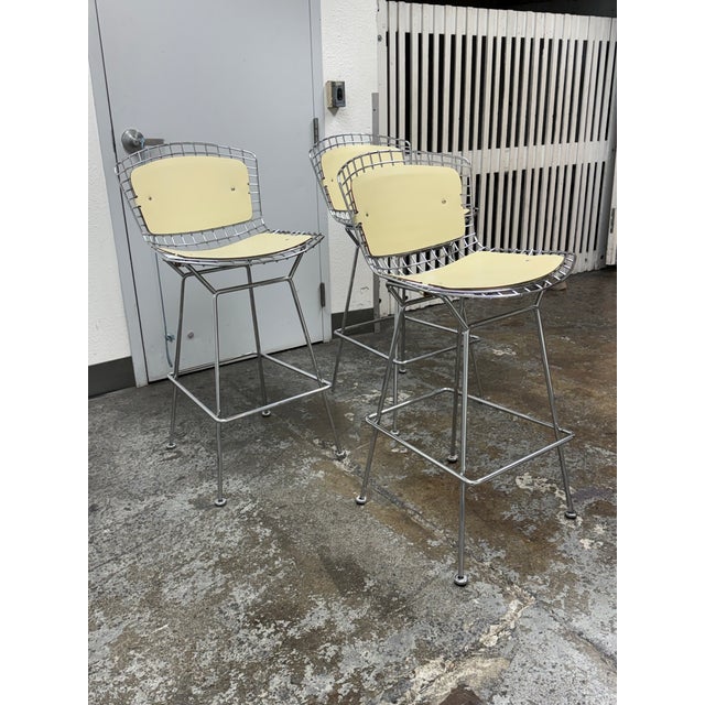 Knoll Harry Bertoia for Knoll Bertoia Bar Stools, Set of Three For Sale - Image 4 of 12