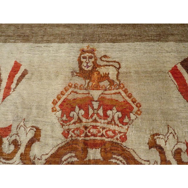 Textile Galerie Shabab Collection Early 20th Century 'Royal Coat of Arms of the United Kingdom' Accent Rug For Sale - Image 7 of 10