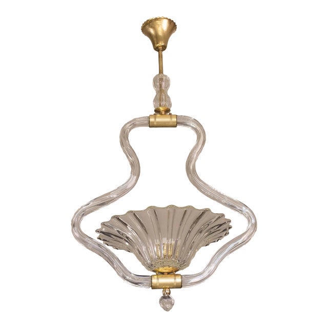 Transparent Murano Glass Chandelier by Barovier E Toso, 1950s For Sale