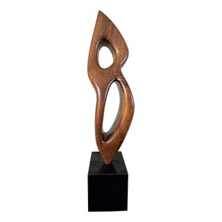 Large Freeform Sculpture, 1960s, Wood on Marble Base For Sale