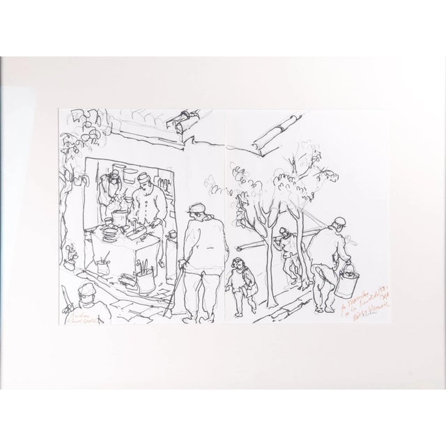 American Early 20th Century "Suchow" Minimalist Figurative Drawing by Kenneth Callahan, Framed For Sale - Image 3 of 5