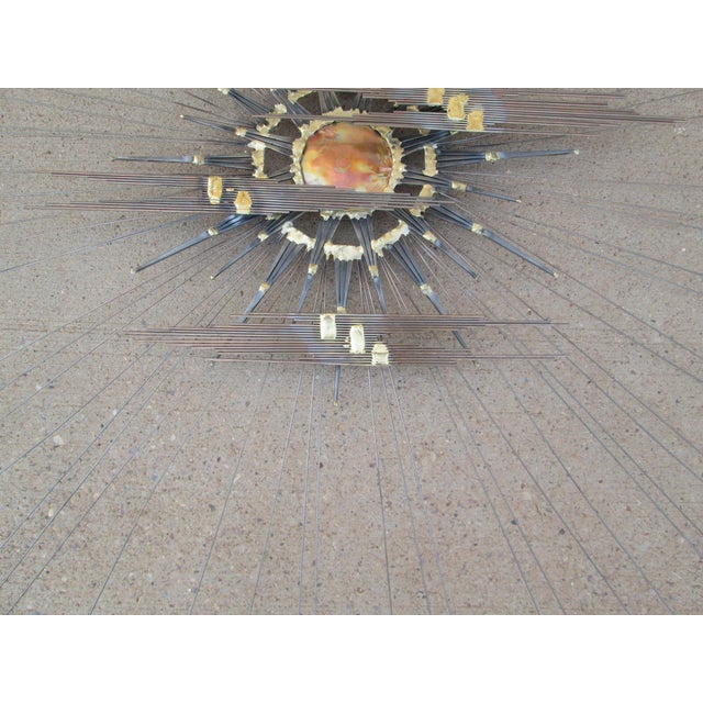 Mid Century Modern Metal Wall Art Sun and Clouds For Sale - Image 6 of 10