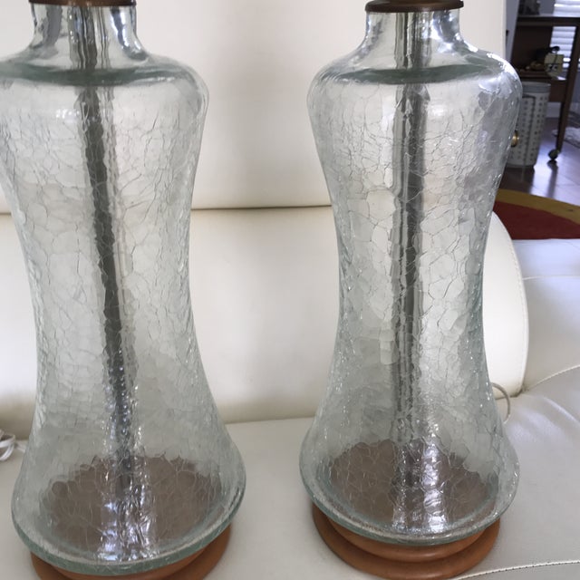 Vintage Crackle Glass Blenko Lamps A Pair Chairish