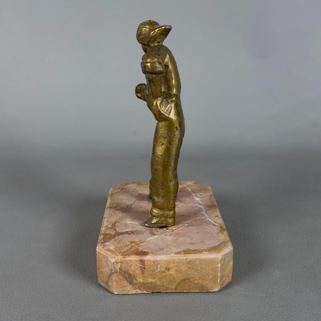 Vintage 20th Century Bocce Player in Bronze with Marble Base For Sale - Image 4 of 12