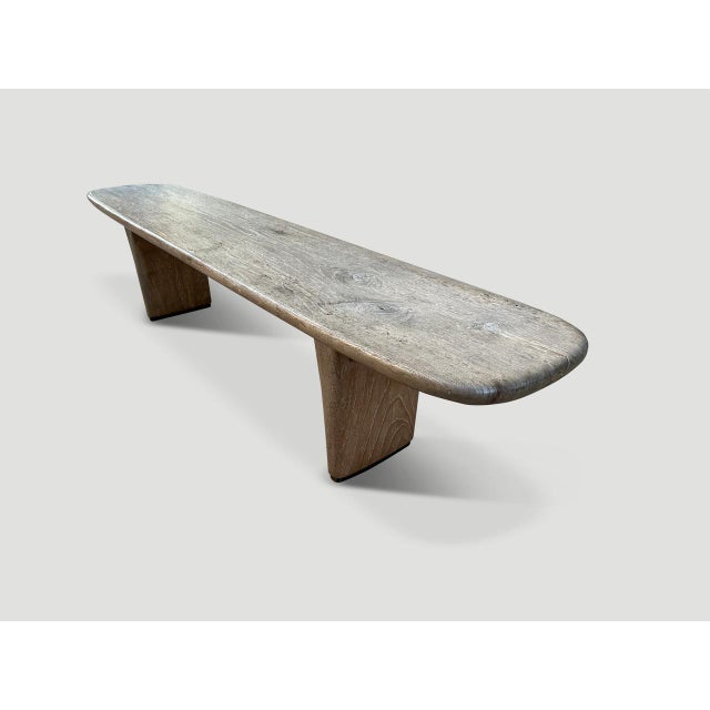 Andrianna Shamaris Mid Century Couture Teak Wood Bench For Sale - Image 11 of 18